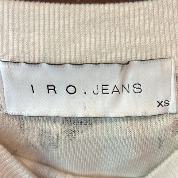 IRO Jeans Cenix Sweatshirt Destroyed Inside Out White Crew Neck Size XS - Picture 4 of 5